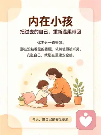 内在小孩｜把过去的自己重新温柔带回

我们心底，都住着一个曾经受伤的内在小孩。
小时候那些委屈、无助，一直被悄悄藏在心底。
试着停下来，看见TA，抱抱TA。
不必永远逼迫自己坚强，你可以好好安抚自己。
如果你想和内在的自己和解，可以聊聊。