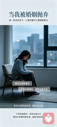 夜色如墨，浸透了空荡的房间。我独坐窗前，指尖轻触冰凉的玻璃，映出那张略显憔悴却依旧清丽的脸。曾经的海誓山盟随风消散，如今只剩寂静相伴。这份被婚姻抛弃的凄凉，竟在月光下生出一种破碎的美感，孤傲而决绝，宛如一朵在寒夜中独自绽放的白莲，凄美入骨。