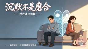 夫妻背对背、中间一堵墙。